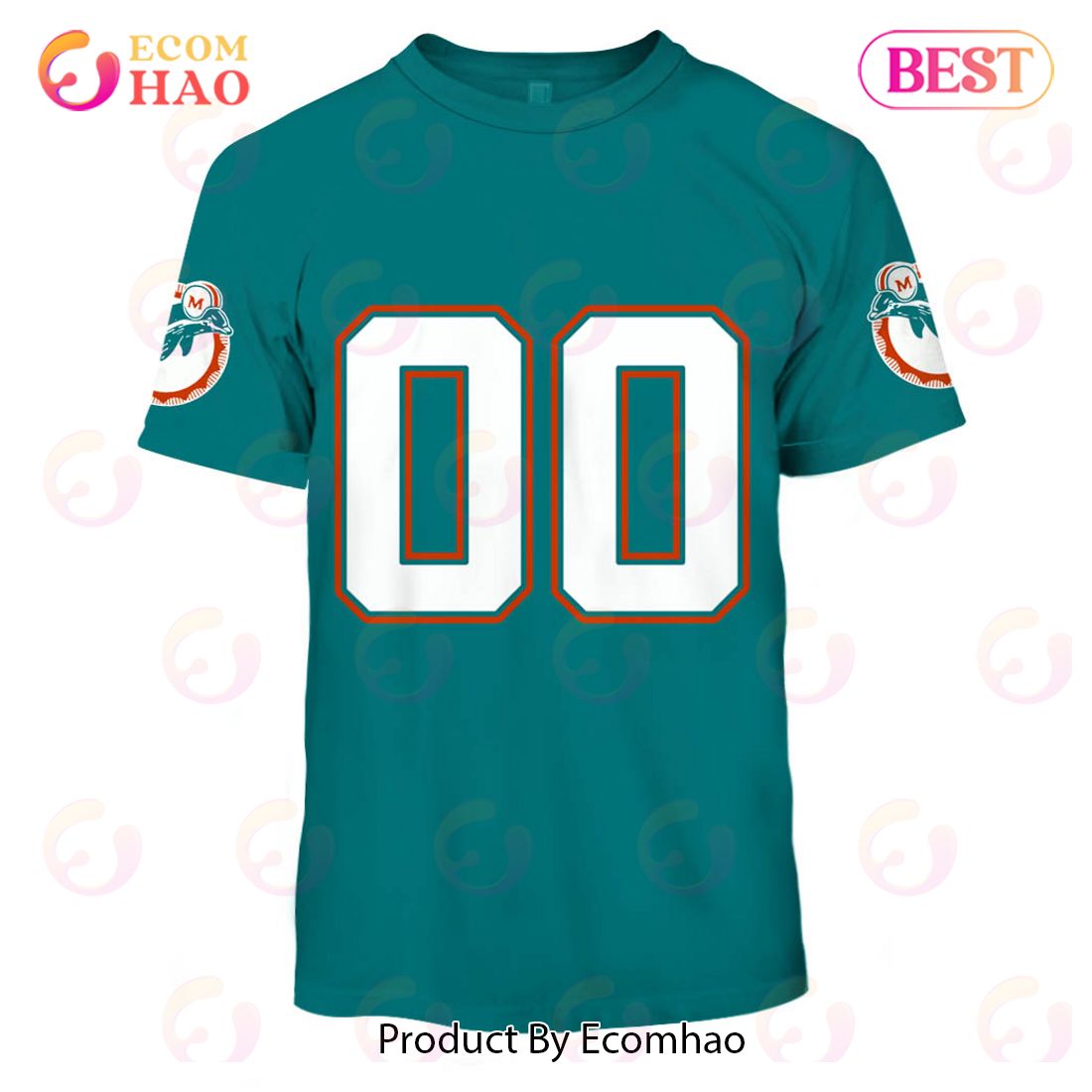 Personalize Name and Number Vintage Miami Dolphins 90s 80s Football Jersey