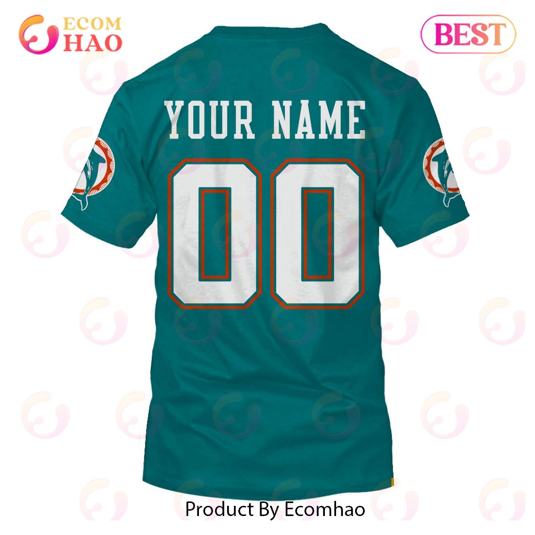 Personalize Name and Number Vintage Miami Dolphins 90s 80s Football Jersey