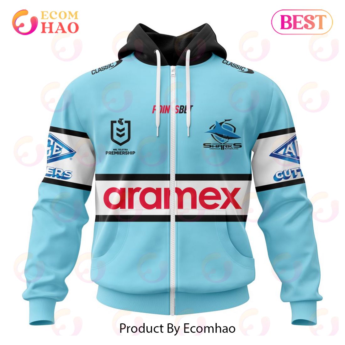 NRL Cronulla-Sutherland Sharks Home Kits 2023 3D Hoodie