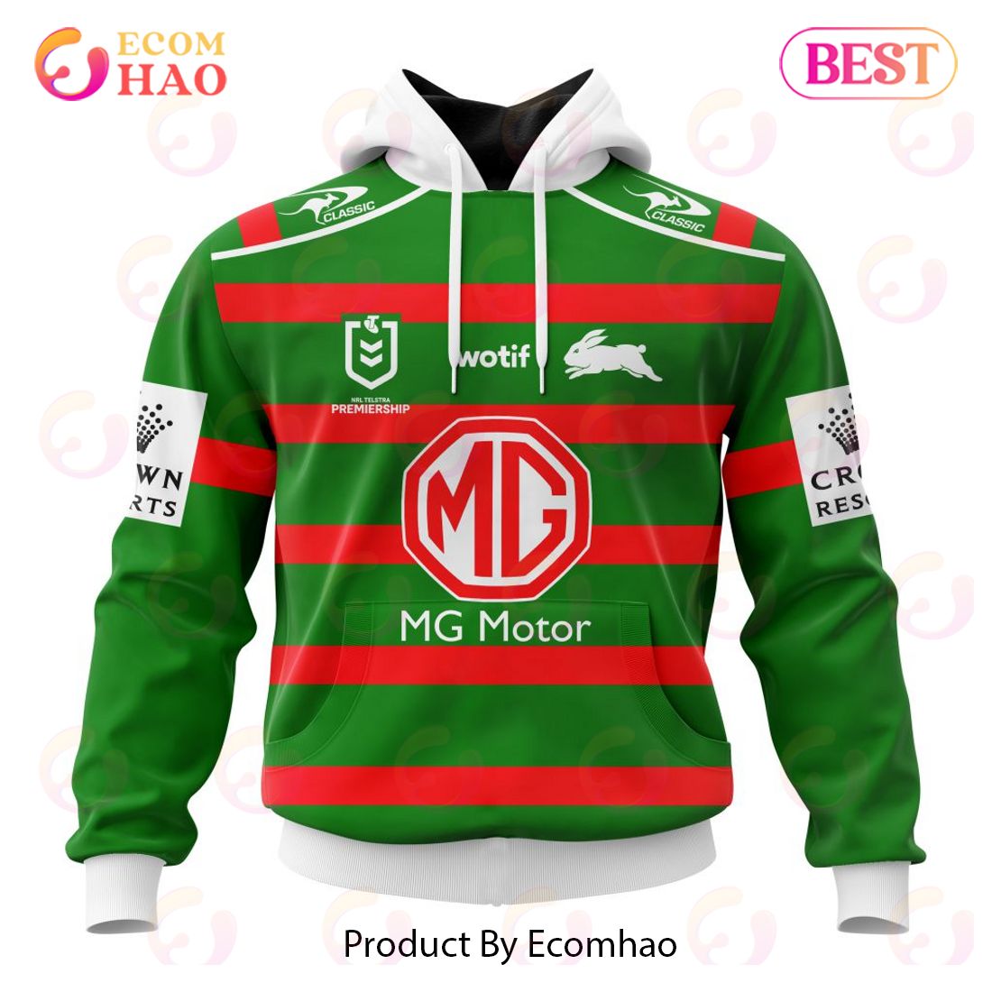 NRL South Sydney Rabbitohs Away Kits 2023 3D Hoodie