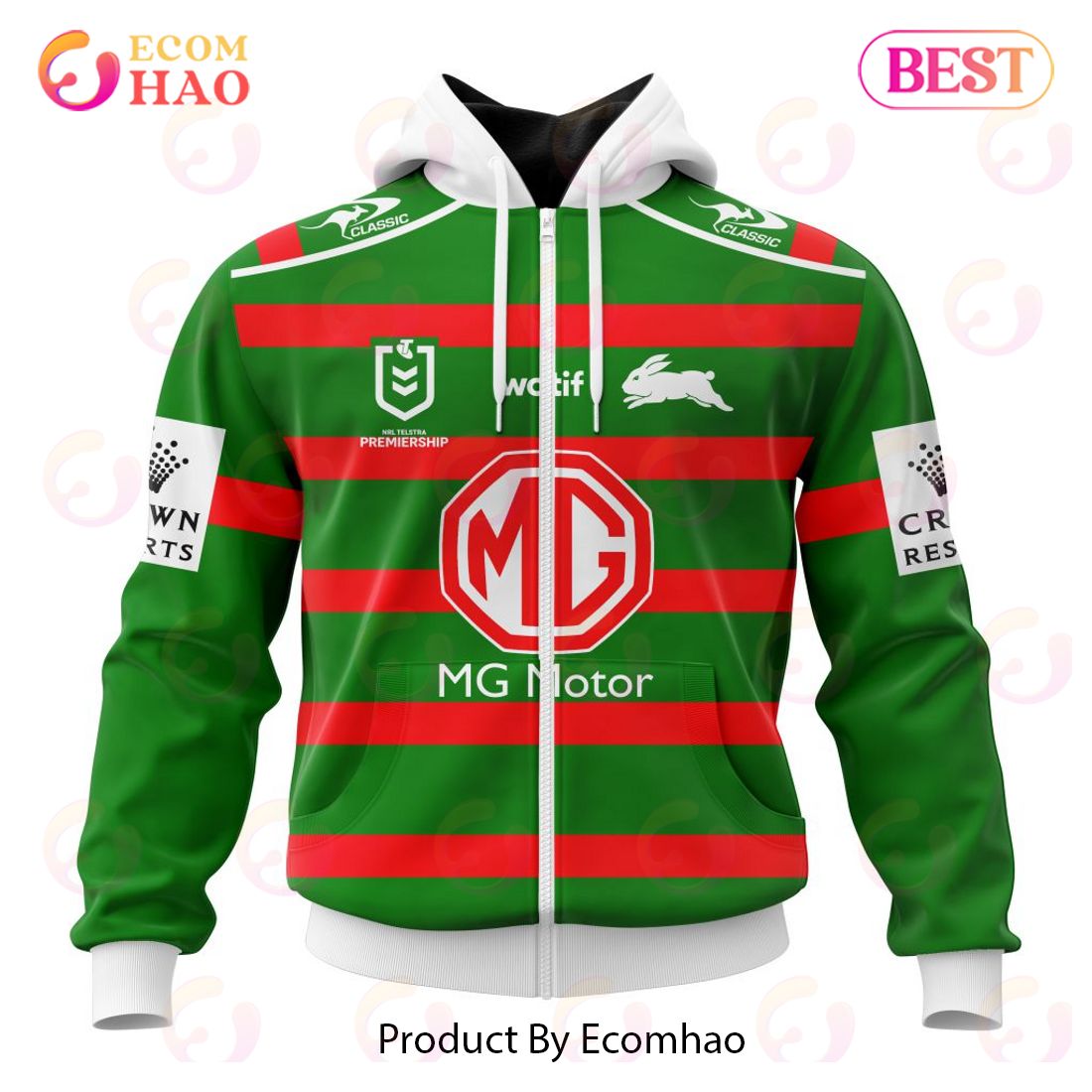 NRL South Sydney Rabbitohs Away Kits 2023 3D Hoodie