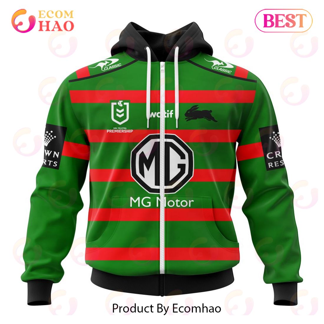 NRL South Sydney Rabbitohs Home Kits 2023 3D Hoodie