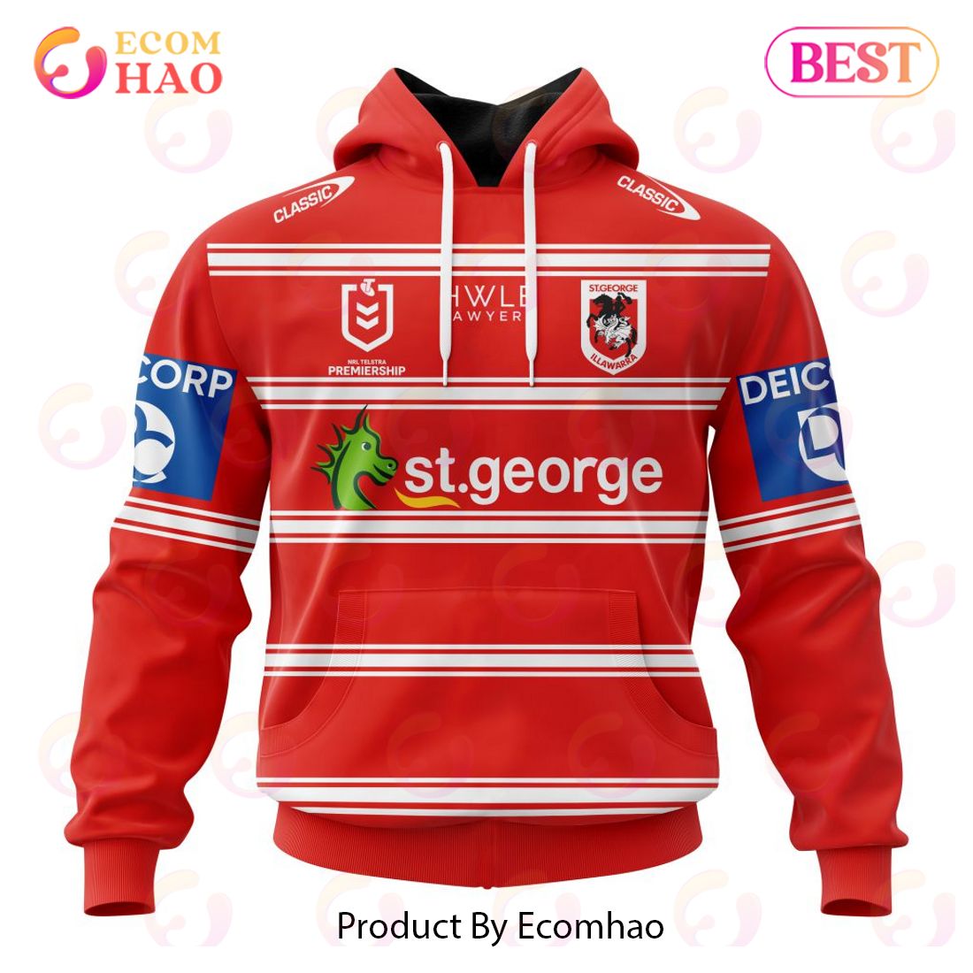 NRL St. George Illawarra Dragons Away Kits 2023 3D Hoodie