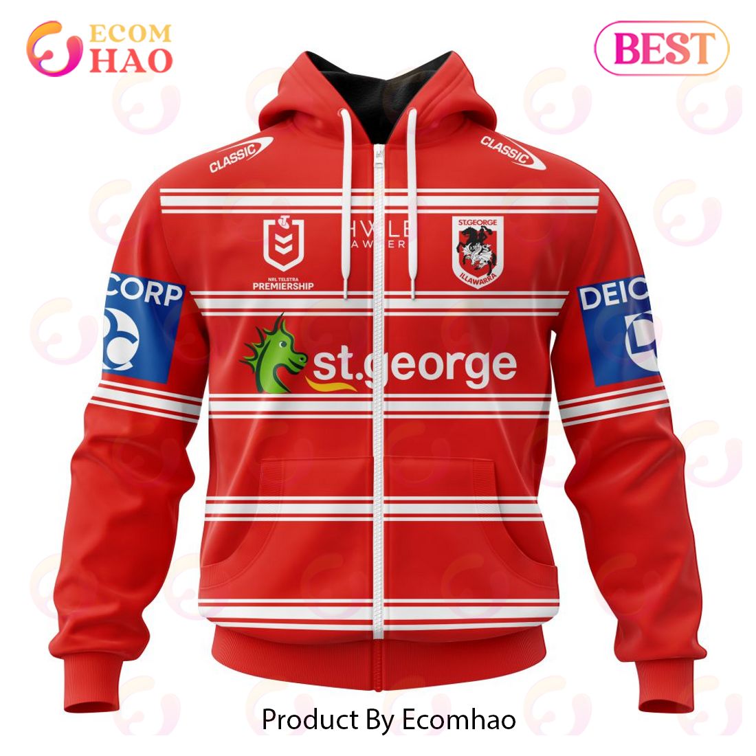 NRL St. George Illawarra Dragons Away Kits 2023 3D Hoodie