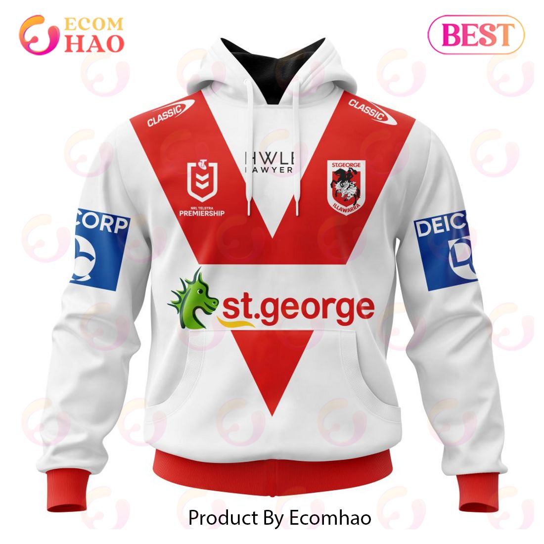 NRL St. George Illawarra Dragons Home Kits 2023 3D Hoodie