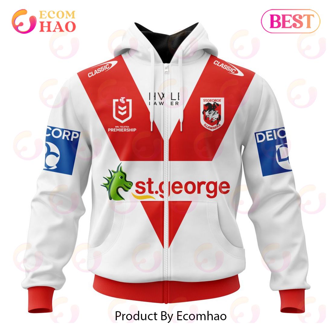 NRL St. George Illawarra Dragons Home Kits 2023 3D Hoodie