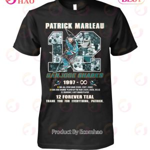 Patrick Marleau San Jose Sharks 1997 – Infinity 12 Forever Teal Thank You For The Memories T-Shirt