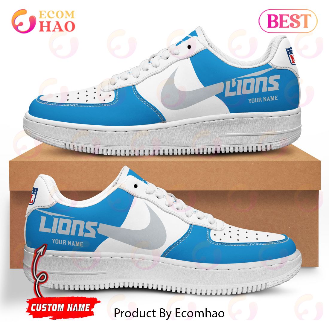 Personalized NFL Detroit Lions Custom Name Nike Mens Womens Air Force 1  Shoes - Shop trending fashion in USA and EU