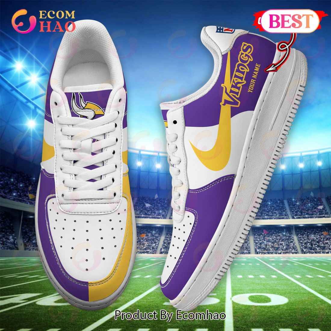 Personalized NFL Minnesota Vikings Custom Name Air Force Shoes - Tagotee