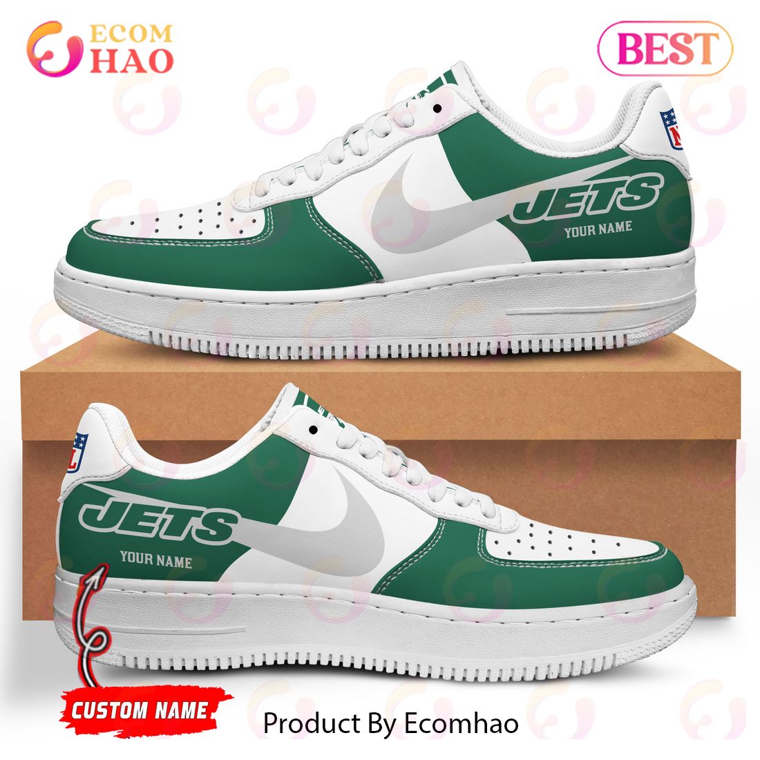 Personalized NFL New York Jets Custom Air Force 1 Sneakers in 2023