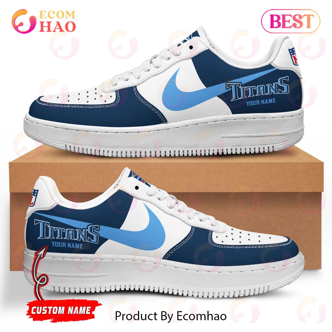 Personalized NFL Tennessee Titans Custom Name Air Force Shoes - Tagotee