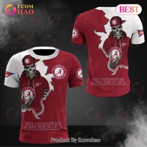 Alabama Crimson Tide 3D T-Shirt Skull