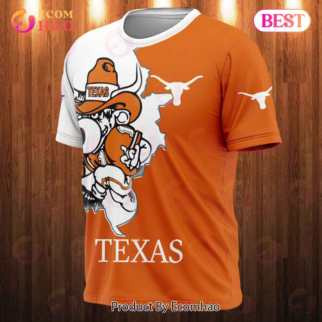 Texas Longhorns 3D T-Shirt Mascot