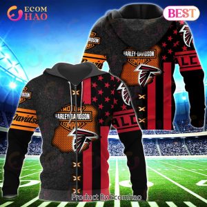 NFL Atlanta Falcons Specialized Design With Flag Mix Harley Davidson 3D Hoodie