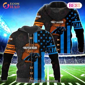 NFL Carolina Panthers Specialized Design With Flag Mix Harley Davidson 3D Hoodie