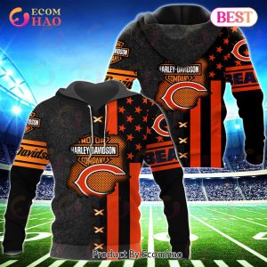 NFL Chicago Bears Specialized Design With Flag Mix Harley Davidson 3D Hoodie