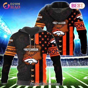 NFL Denver Broncos Specialized Design With Flag Mix Harley Davidson 3D Hoodie