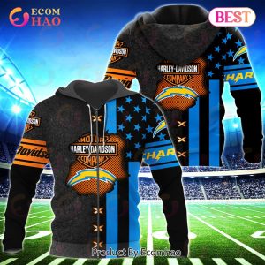 NFL Los Angeles Chargers Specialized Design With Flag Mix Harley Davidson 3D Hoodie