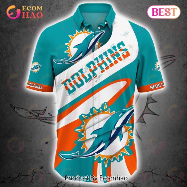 SALE NFL Miami Dolphins Button Up Shirt Short Sleeve Big Logo