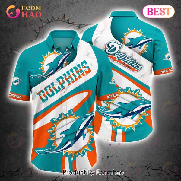 SALE NFL Miami Dolphins Button Up Shirt Short Sleeve Big Logo
