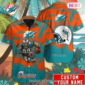 SALE NFL Miami Dolphins Hawaiian Shirt Mascot Customize Your Name