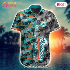SALE NFL Miami Dolphins Hawaiian Shirt Palm Tree Pattern