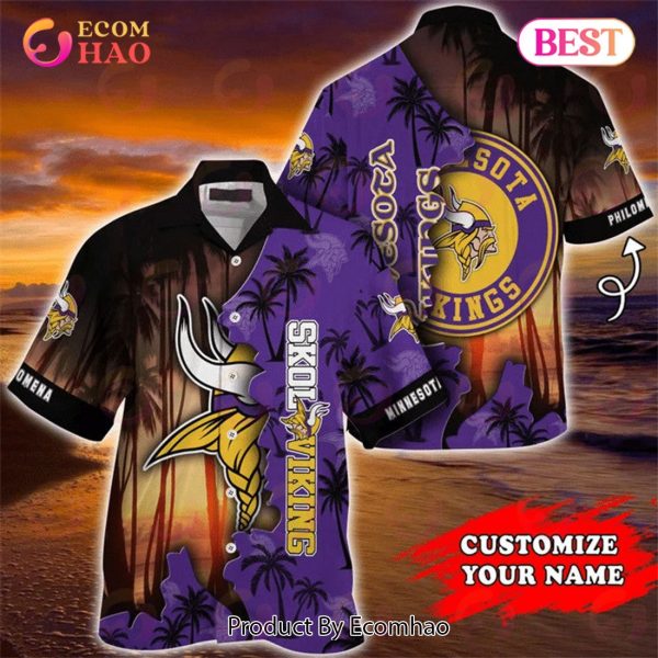 Minnesota Vikings 3D Hawaiian Shirt Mascot Custom Name Hawaiian