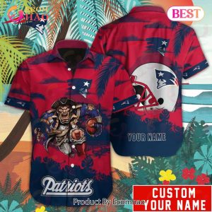 SALE NFL New England Patriots Hawaiian Shirt Mascot Customize Your Name