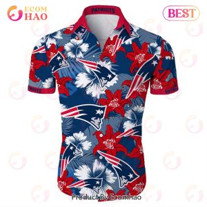 SALE NFL New England Patriots Hawaiian Shirt Tropical Flower Short Sleeve