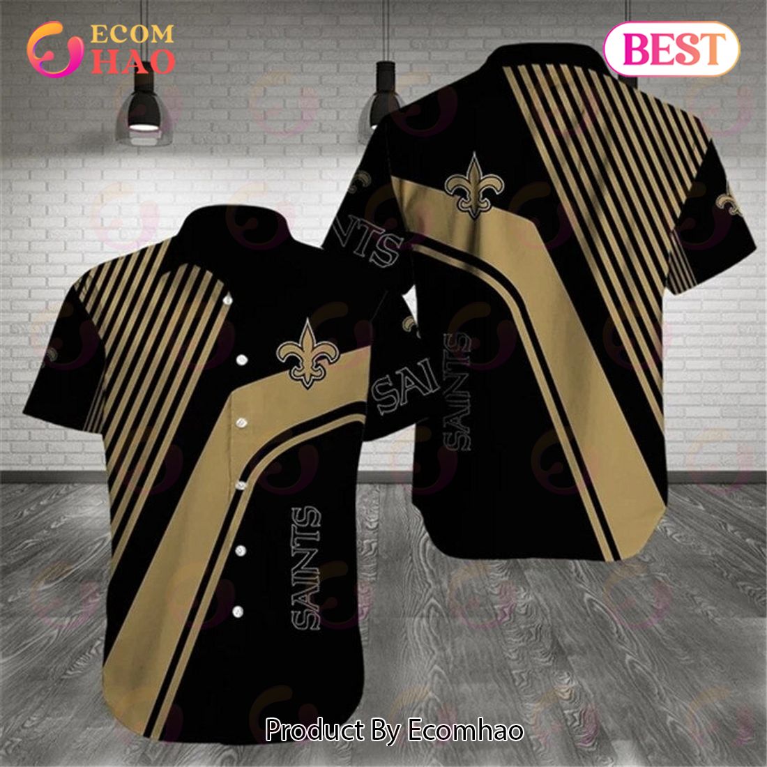 SALE NFL New Orleans Saints Hawaiian Shirt Palm Tree Pattern
