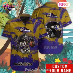 SALE NFL Baltimore Ravens Hawaiian Shirt Mascot Customize Your Name