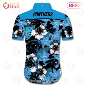 SALE NFL Carolina Panthers Hawaiian Shirt Tropical Flower Short Sleeve