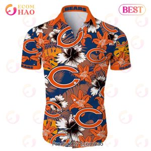 SALE NFL Chicago Bears Hawaiian Shirt Tropical Flower Short Sleeve