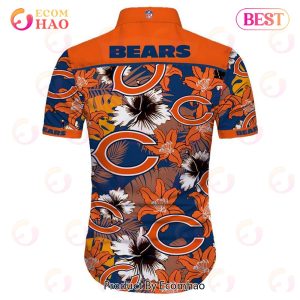 SALE NFL Chicago Bears Hawaiian Shirt Tropical Flower Short Sleeve