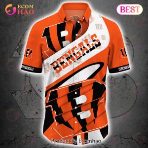 SALE NFL Cincinnati Bengals Button Up Shirt Short Sleeve Big Logo