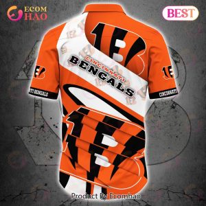SALE NFL Cincinnati Bengals Button Up Shirt Short Sleeve Big Logo