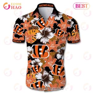 SALE NFL Cincinnati Bengals Hawaiian Shirt Tropical Flower Short Sleeve