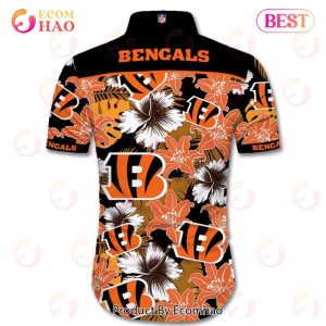 SALE NFL Cincinnati Bengals Hawaiian Shirt Tropical Flower Short Sleeve