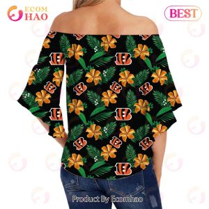 SALE NFL Cincinnati Bengals Shirt Womens Floral Printed Strapless Short Sleeve