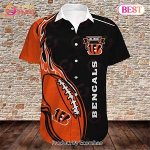 SALE NFL Cincinnati Bengals Hawaiian Shirt Fireball Button Short Sleeve
