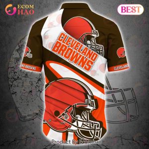 SALE NFL Cleveland Browns Button Up Shirt Short Sleeve Big Logo