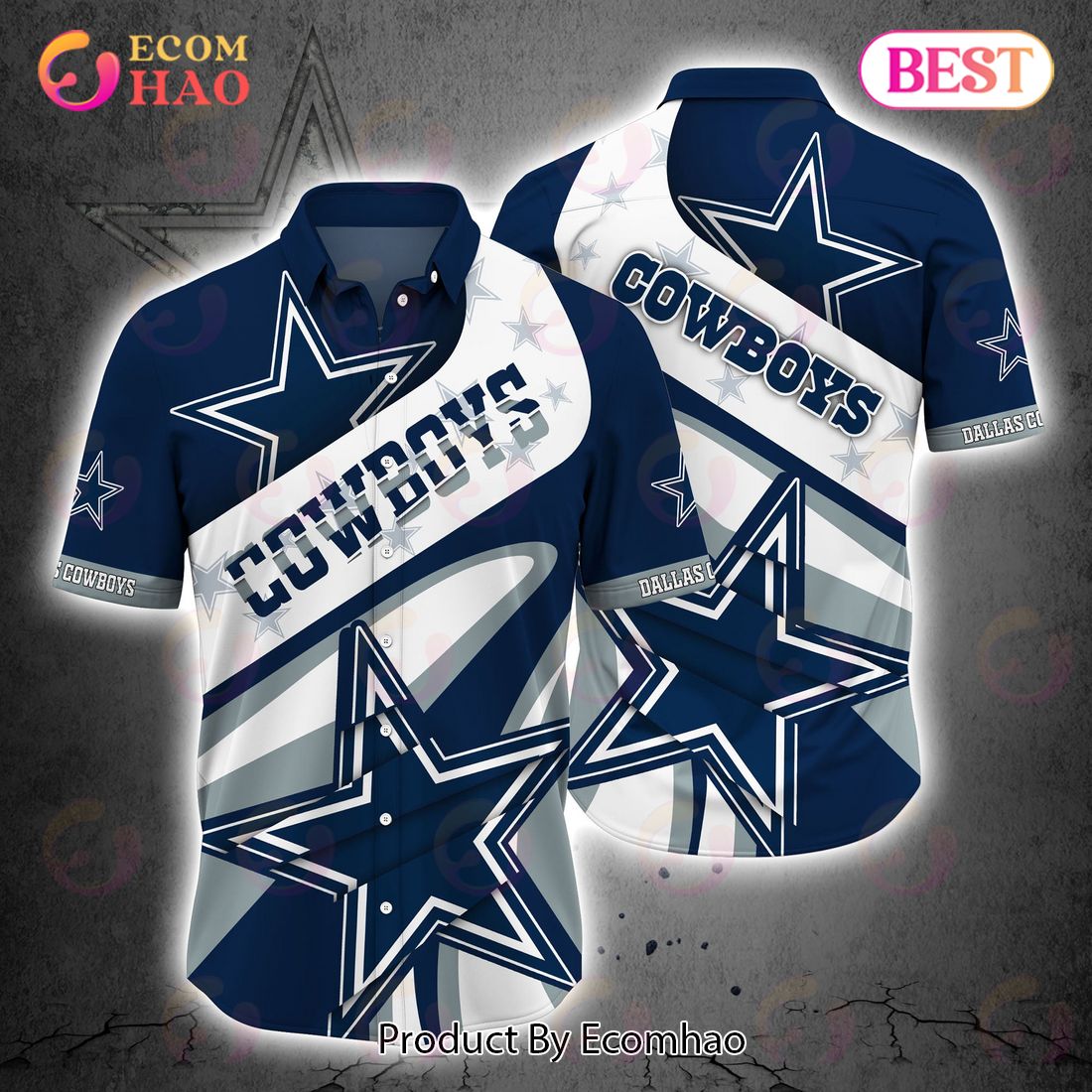 SALE NFL Dallas Cowboys Button Up Shirt Short Sleeve Big Logo - Ecomhao ...