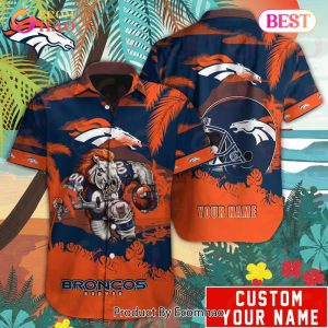 SALE NFL Denver Broncos Hawaiian Shirt Mascot Customize Your Name