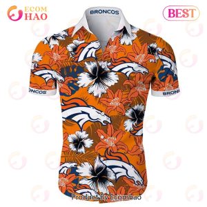 SALE NFL Denver Broncos Hawaiian Shirt Tropical Flower Short Sleeve SALE NFL Denver Broncos Hawaiian Shirt Tropical Flower Short Sleeve