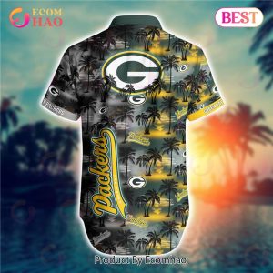 SALE NFL Green Bay Packers Hawaiian Shirt Palm Tree Pattern