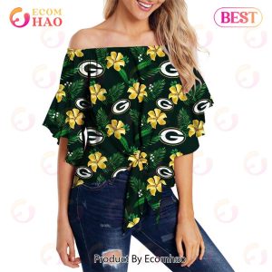 SALE NFL Green Bay Packers Shirt Womens Floral Printed Strapless Short Sleeve
