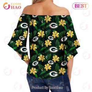 SALE NFL Green Bay Packers Shirt Womens Floral Printed Strapless Short Sleeve