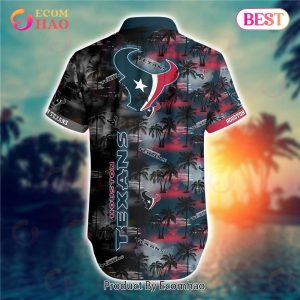 SALE NFL Houston Texans Hawaiian Shirt Palm Tree Pattern