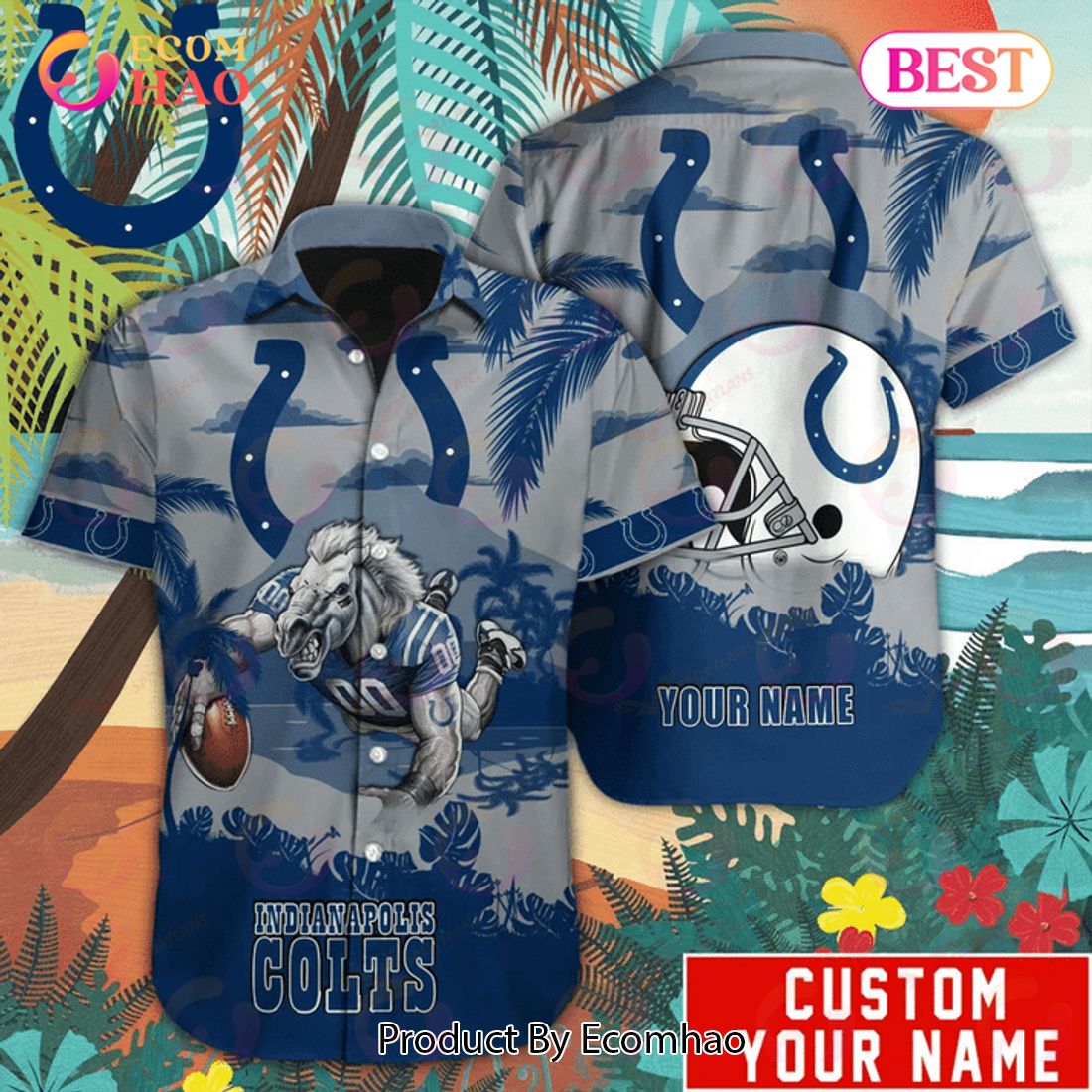 SALE NFL Indianapolis Colts Hawaiian Shirt Fireball Button Short Sleeve