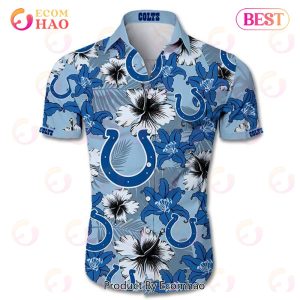 SALE NFL Indianapolis Colts Hawaiian Shirt Tropical Flower Short Sleeve